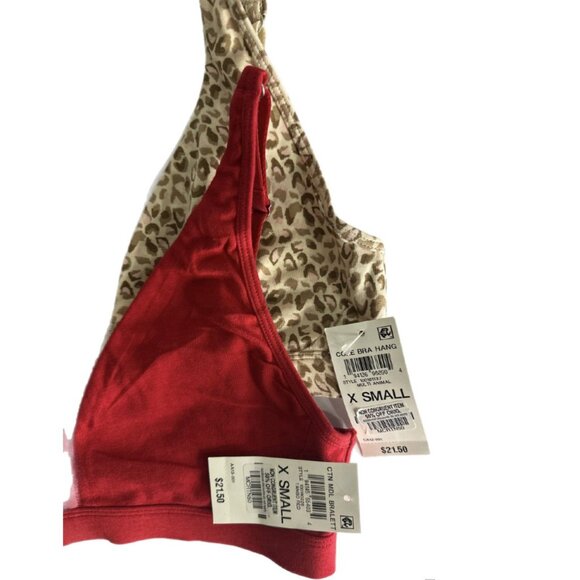 State of Day Bralette Bundle XS | Leopard Print & Red Cotton Modal Wireless - Picture 4 of 5